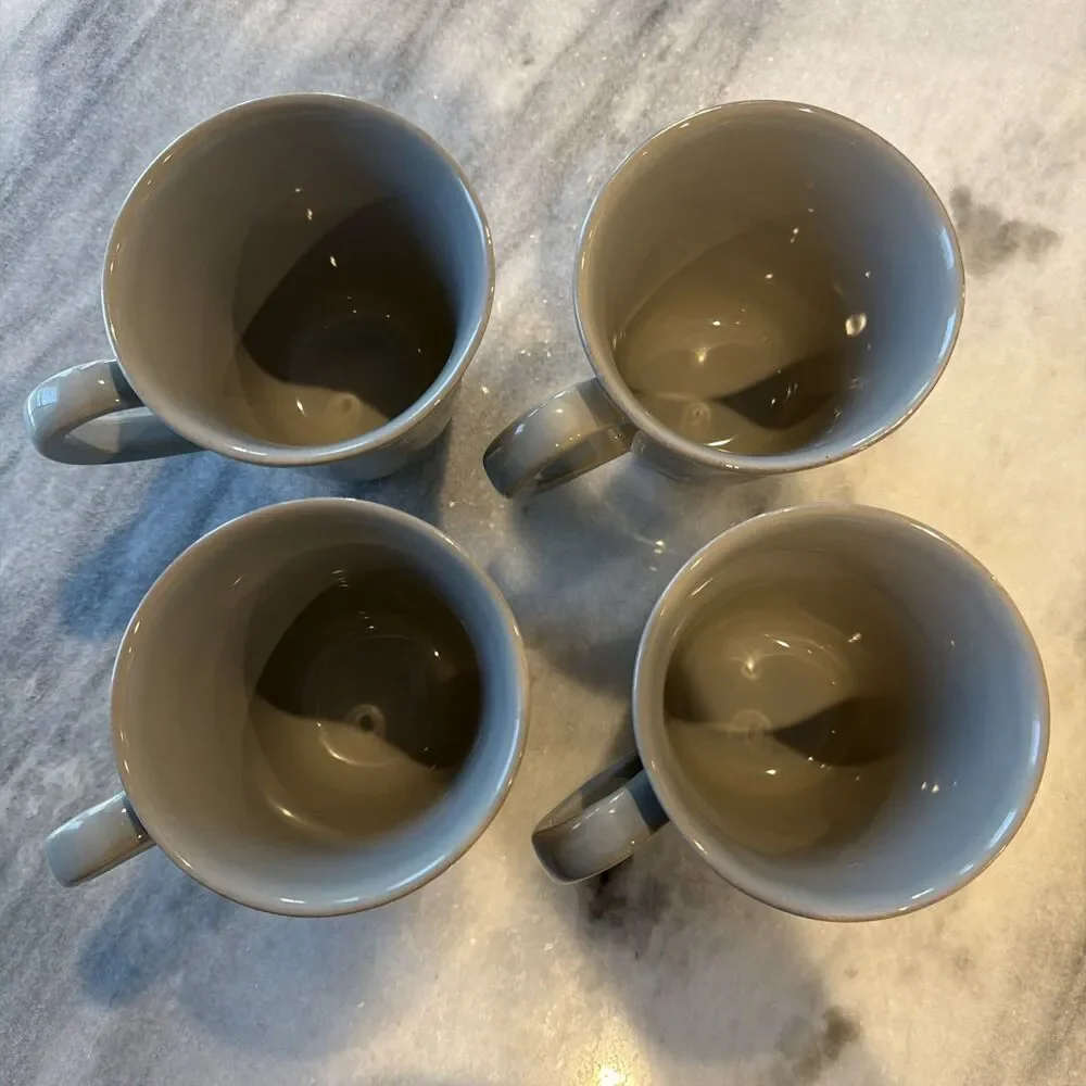 Pottery Barn PB Cambria Stoneware Gray Coffee Tea Cup Mug Set Of 4 Portugal